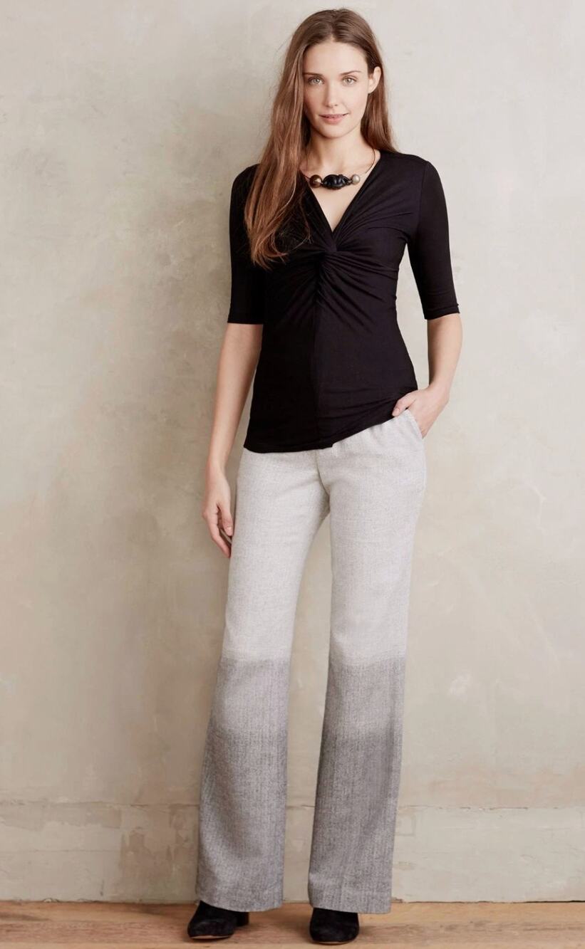 Anthropologie Elevenses Womens 8 Gray Ombre Flare Trouser Pants Chic Luxe